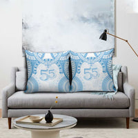 Bula Fiji Day 55th Anniversary Masi Tapa Pillow Cover Emerald Jubilee - Turquoise - Polynesian Pride