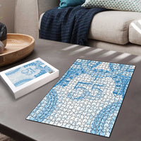 Bula Fiji Day 55th Anniversary Masi Tapa Puzzle Emerald Jubilee - Turquoise - Polynesian Pride