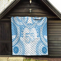 Bula Fiji Day 55th Anniversary Masi Tapa Quilt Emerald Jubilee - Turquoise - Polynesian Pride