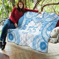 Bula Fiji Day 55th Anniversary Masi Tapa Quilt Emerald Jubilee - Turquoise - Polynesian Pride