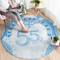 Bula Fiji Day 55th Anniversary Masi Tapa Round Carpet Emerald Jubilee - Turquoise - Polynesian Pride