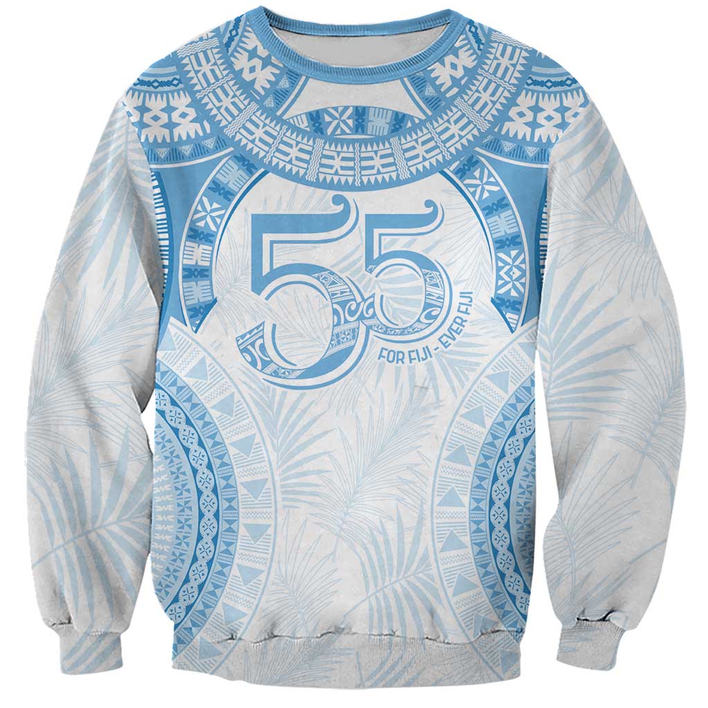 Bula Fiji Day 55th Anniversary Masi Tapa Sweatshirt Emerald Jubilee - Turquoise - Polynesian Pride