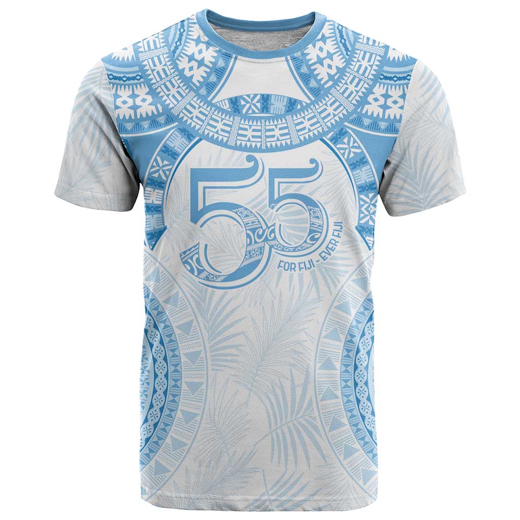 Bula Fiji Day 55th Anniversary Masi Tapa T Shirt Emerald Jubilee - Turquoise - Polynesian Pride