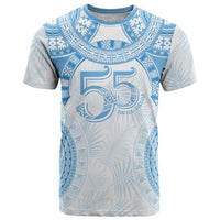 Bula Fiji Day 55th Anniversary Masi Tapa T Shirt Emerald Jubilee - Turquoise - Polynesian Pride