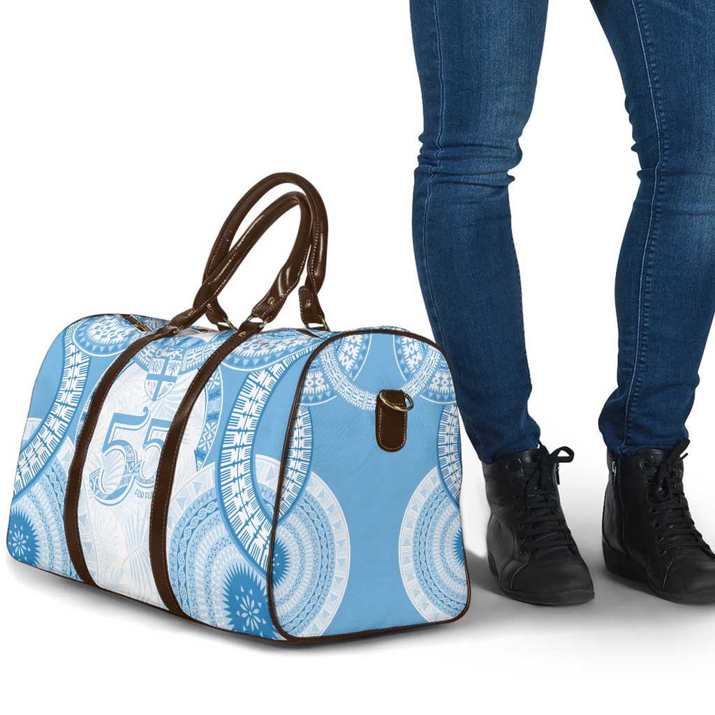 Bula Fiji Day 55th Anniversary Masi Tapa Travel Bag Emerald Jubilee - Turquoise - Polynesian Pride