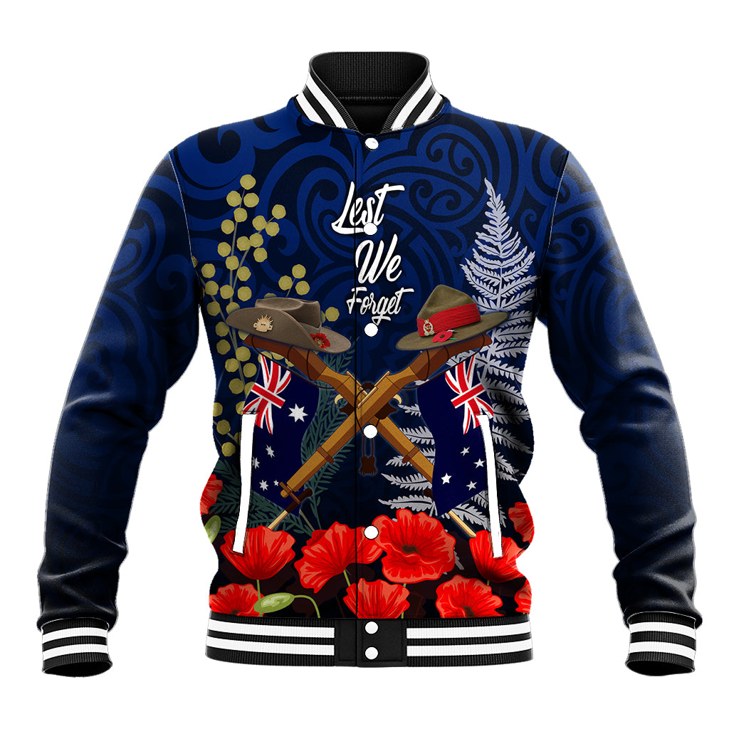 Anzac Day Aussie Mix Maori In Memories Baseball Jacket LT7 Unisex Blue - Polynesian Pride