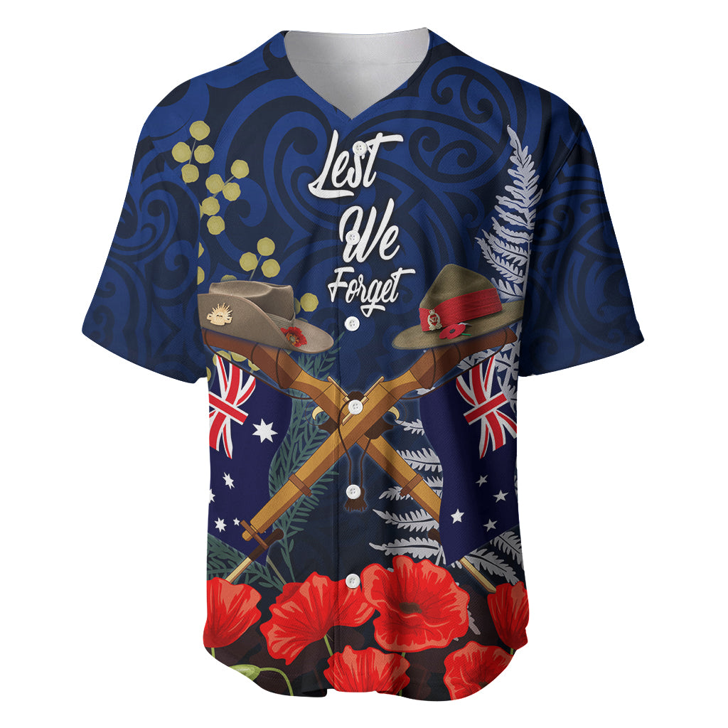 Anzac Day Aussie Mix Maori In Memories Baseball Jersey LT7 Blue - Polynesian Pride