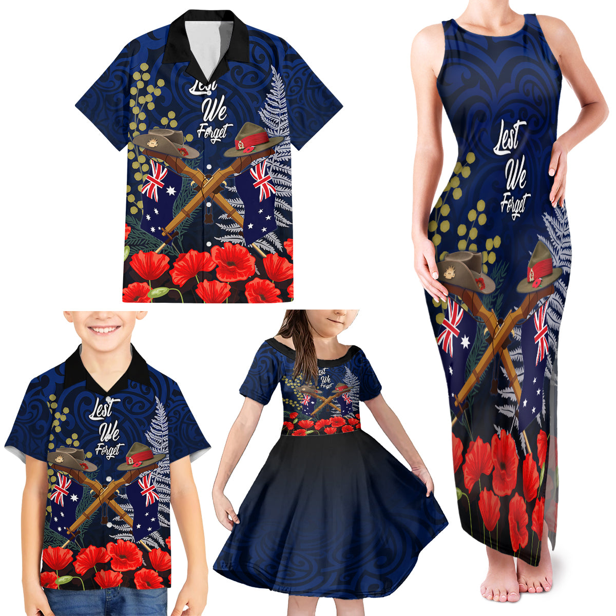 Anzac Day Aussie Mix Maori In Memories Family Matching Tank Maxi Dress and Hawaiian Shirt LT7 - Polynesian Pride