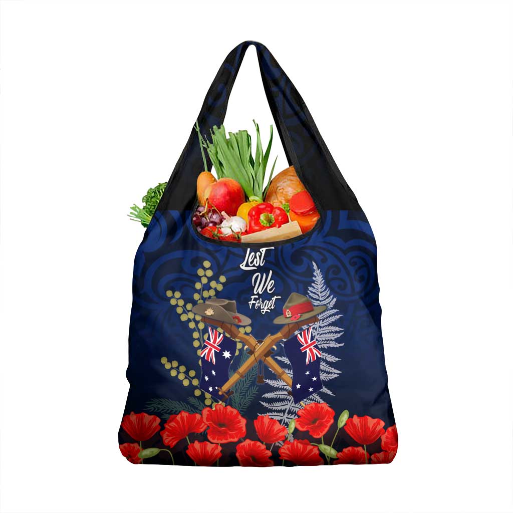 Anzac Day Aussie Mix Maori In Memories Grocery Bag LT7 1-pack One Size Blue - Polynesian Pride