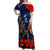 Anzac Day Aussie Mix Maori In Memories Off Shoulder Maxi Dress LT7 Women Blue - Polynesian Pride