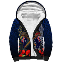 Anzac Day Aussie Mix Maori In Memories Sherpa Hoodie LT7 Unisex Blue - Polynesian Pride