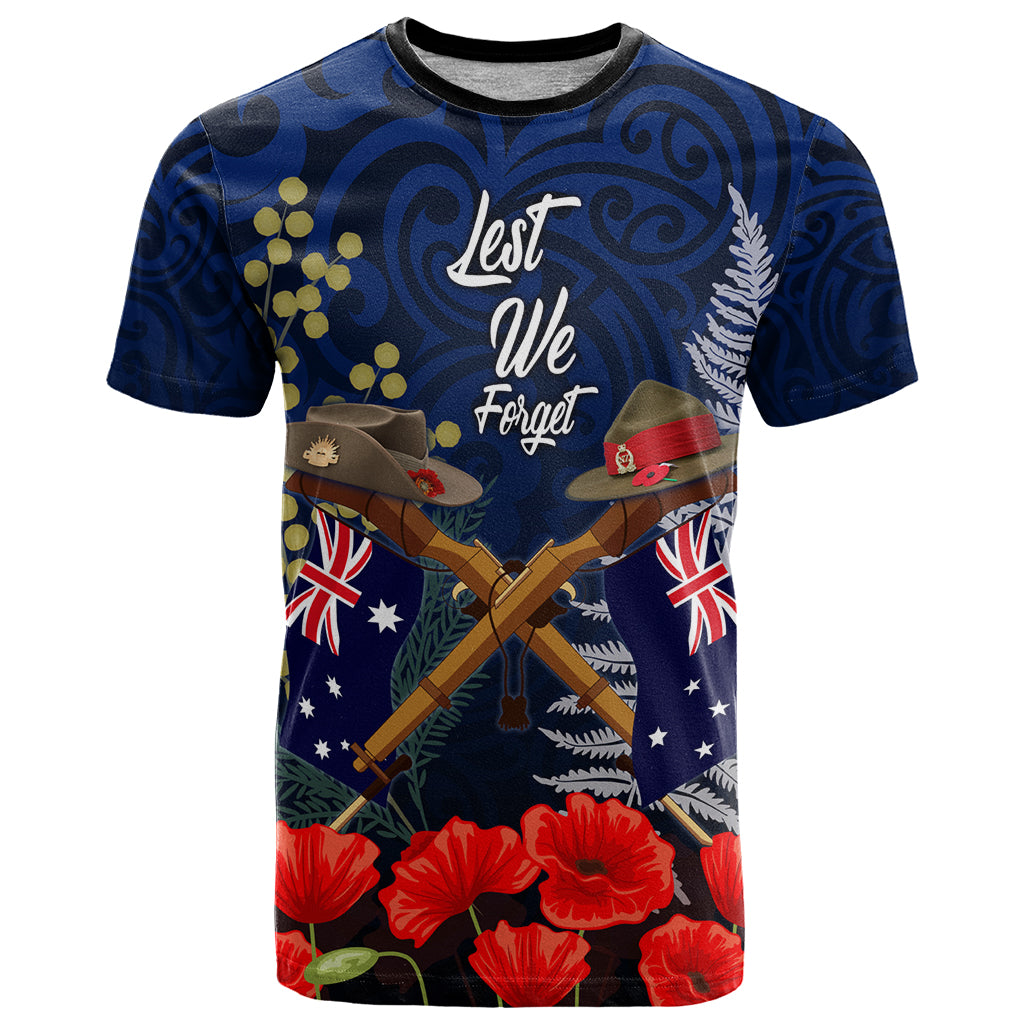 Anzac Day Aussie Mix Maori In Memories T Shirt LT7 Blue - Polynesian Pride