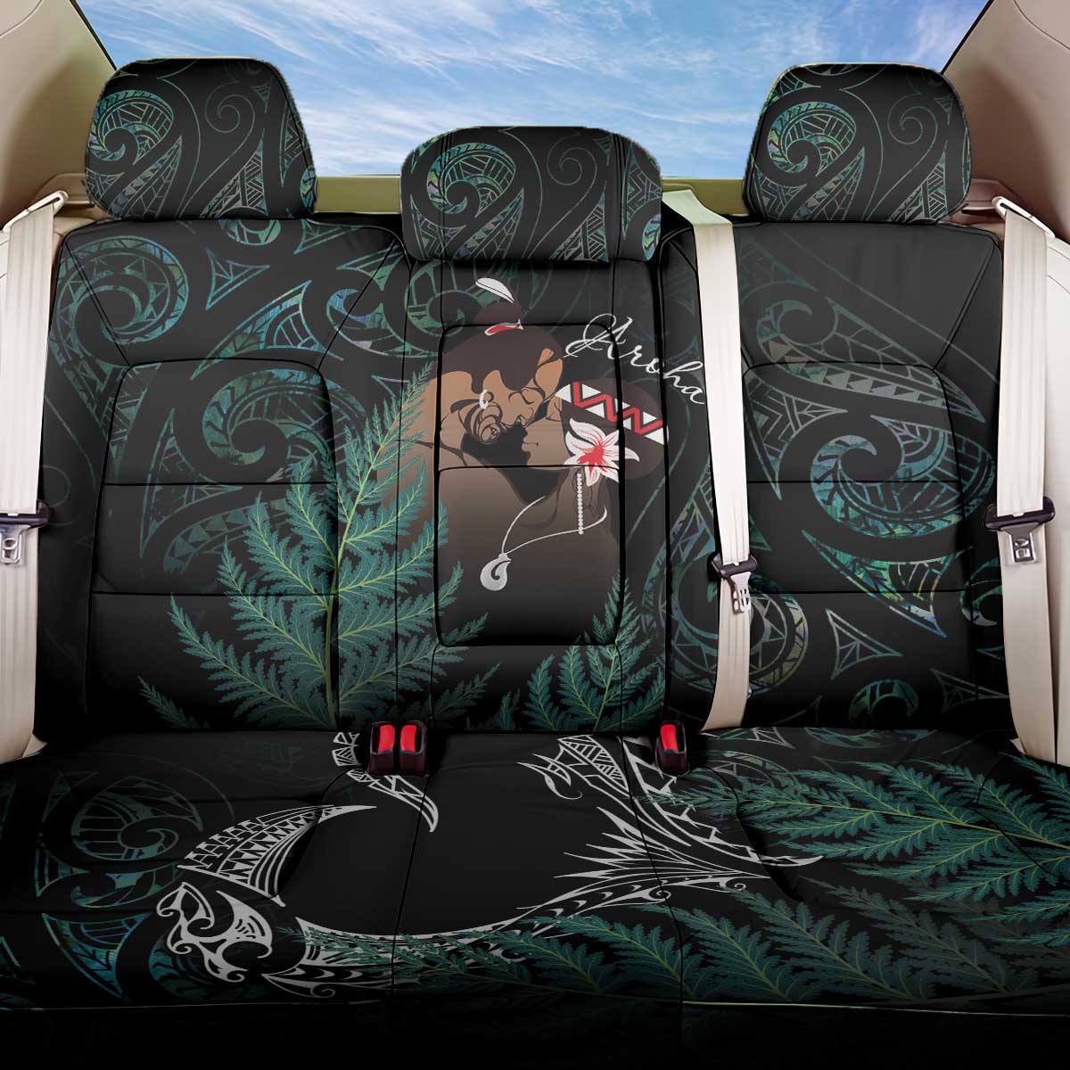 Maori Hongi Valentine Back Car Seat Cover Aroha Ahau Ki A Koe