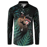 Maori Hongi Valentine Button Sweatshirt Aroha Ahau Ki A Koe LT7 Emerald - Polynesian Pride