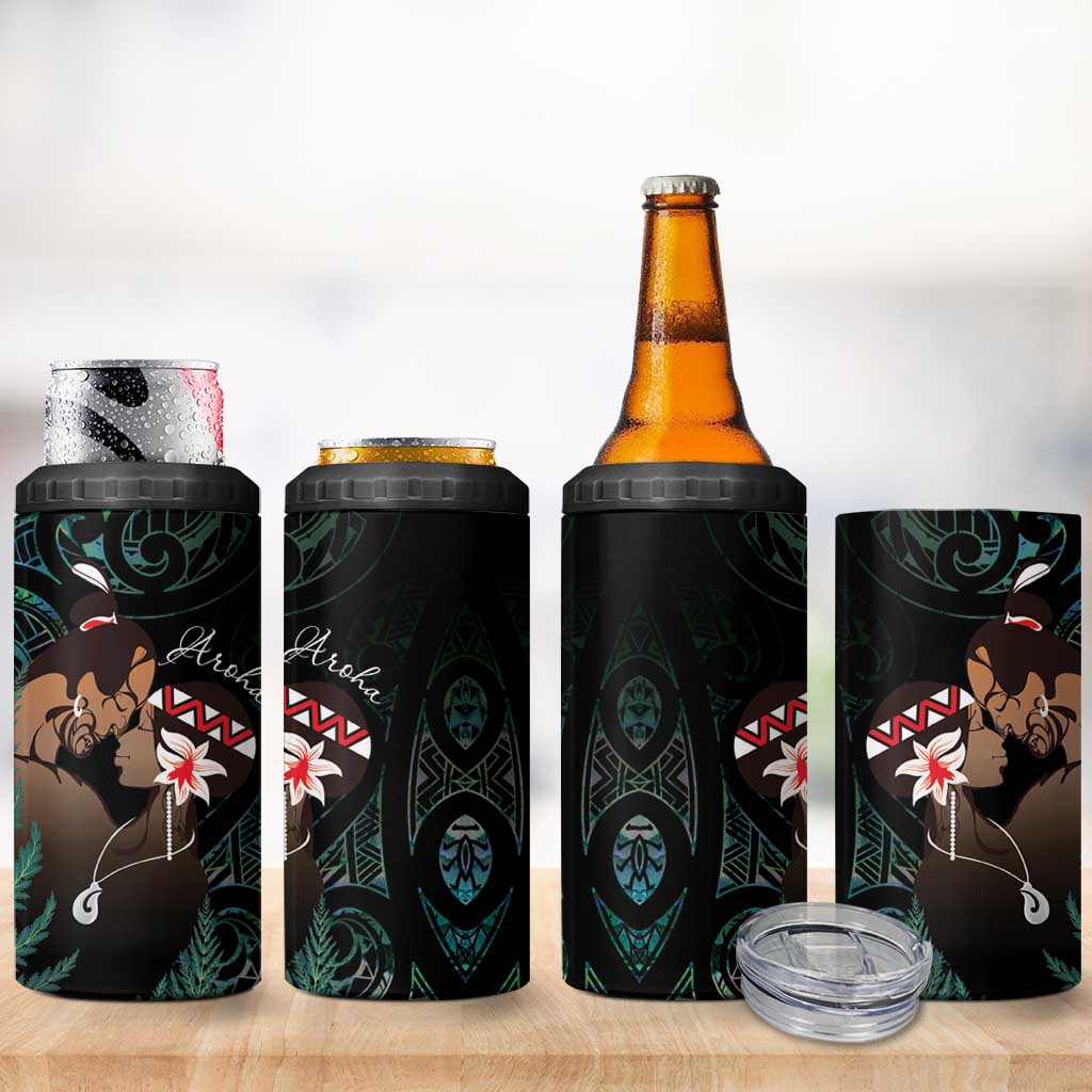 Maori Hongi Valentine 4 in 1 Can Cooler Tumbler Aroha Ahau Ki A Koe LT7 - Polynesian Pride