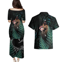 Maori Hongi Valentine Couples Matching Puletasi and Hawaiian Shirt Aroha Ahau Ki A Koe