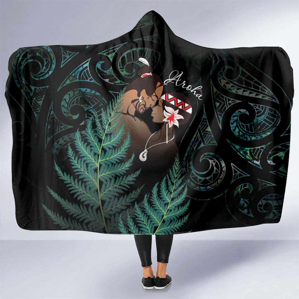 Maori Hongi Valentine Hooded Blanket Aroha Ahau Ki A Koe LT7 One Size Emerald - Polynesian Pride