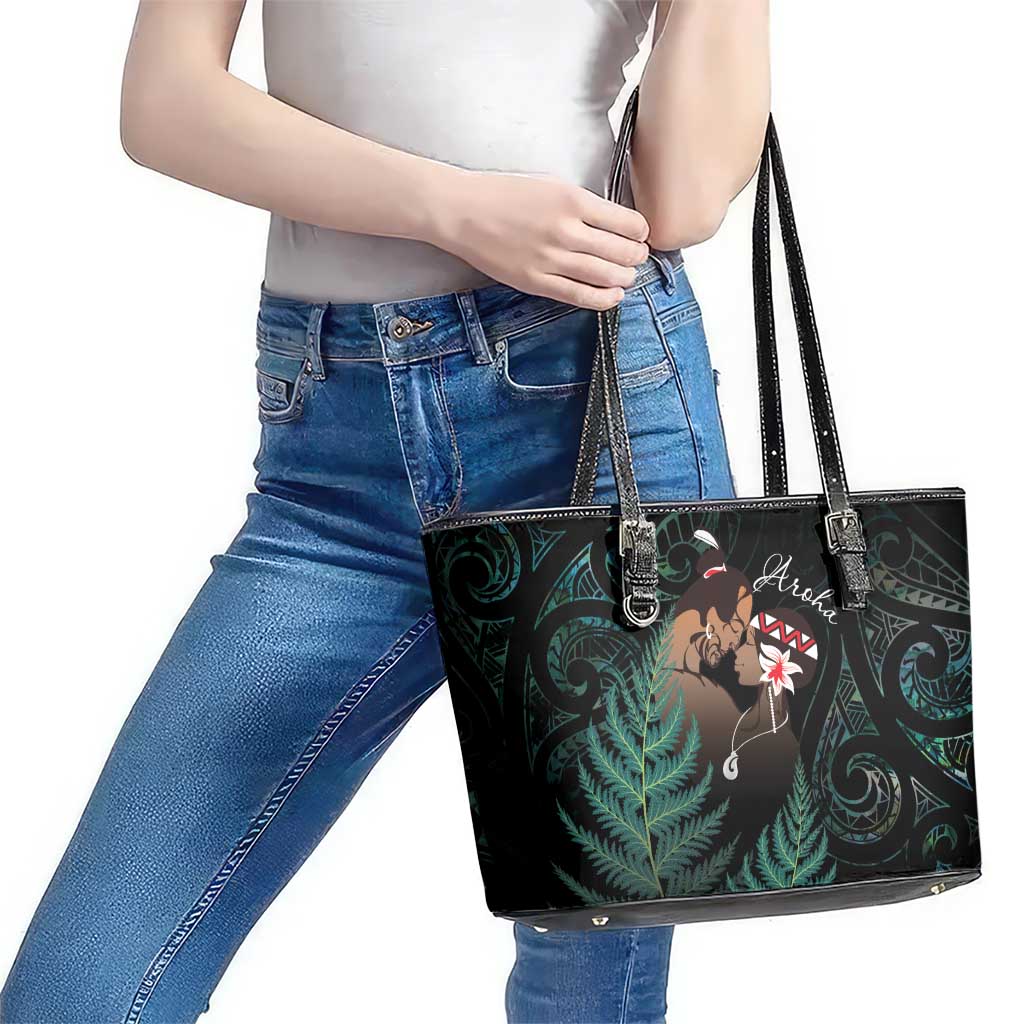 Maori Hongi Valentine Leather Tote Bag Aroha Ahau Ki A Koe