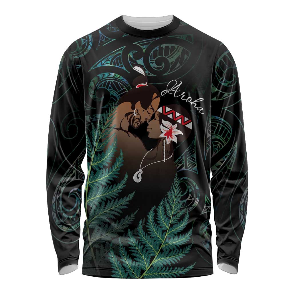 Maori Hongi Valentine Long Sleeve Shirt Aroha Ahau Ki A Koe LT7 Unisex Emerald - Polynesian Pride