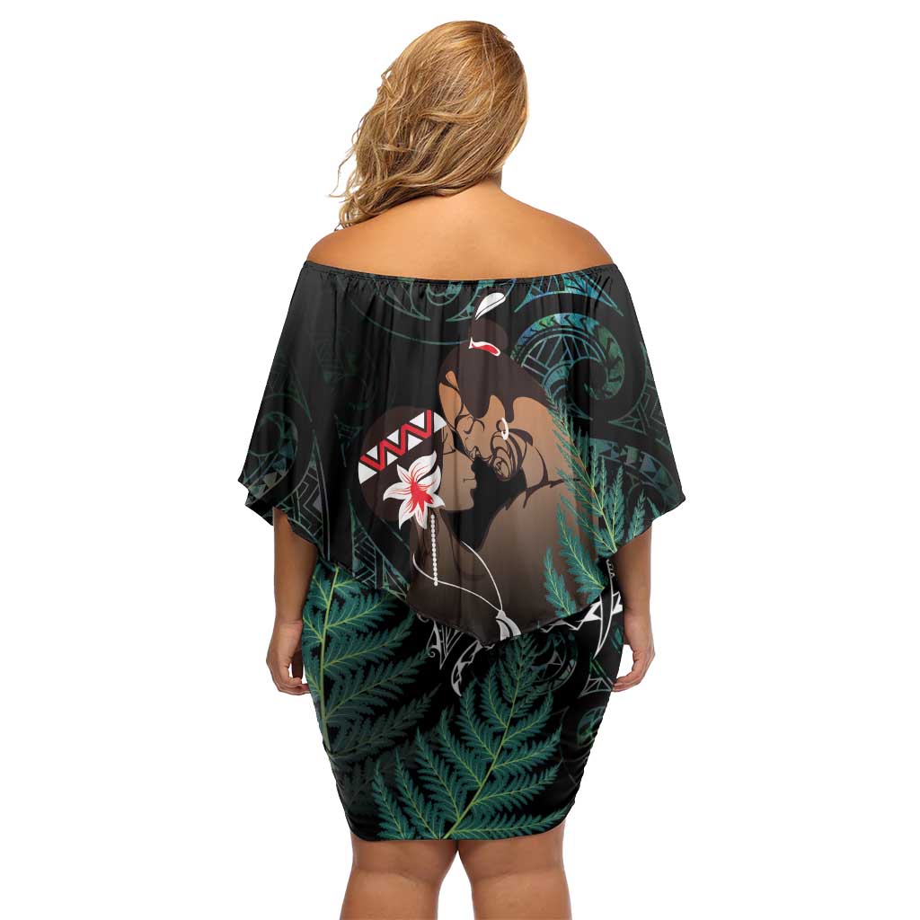 Maori Hongi Valentine Off Shoulder Short Dress Aroha Ahau Ki A Koe LT7 - Polynesian Pride