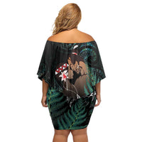 Maori Hongi Valentine Off Shoulder Short Dress Aroha Ahau Ki A Koe LT7 - Polynesian Pride