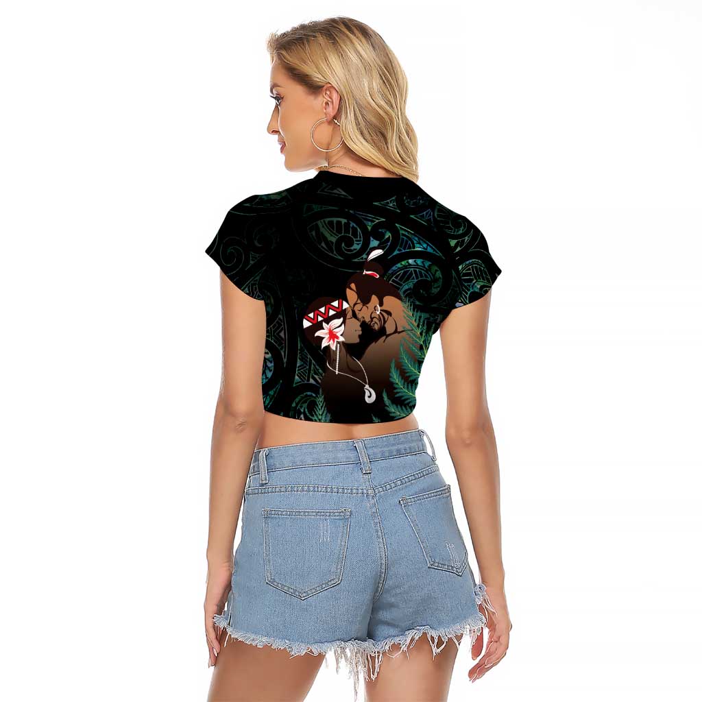 Maori Hongi Valentine Raglan Cropped T Shirt Aroha Ahau Ki A Koe LT7 - Polynesian Pride