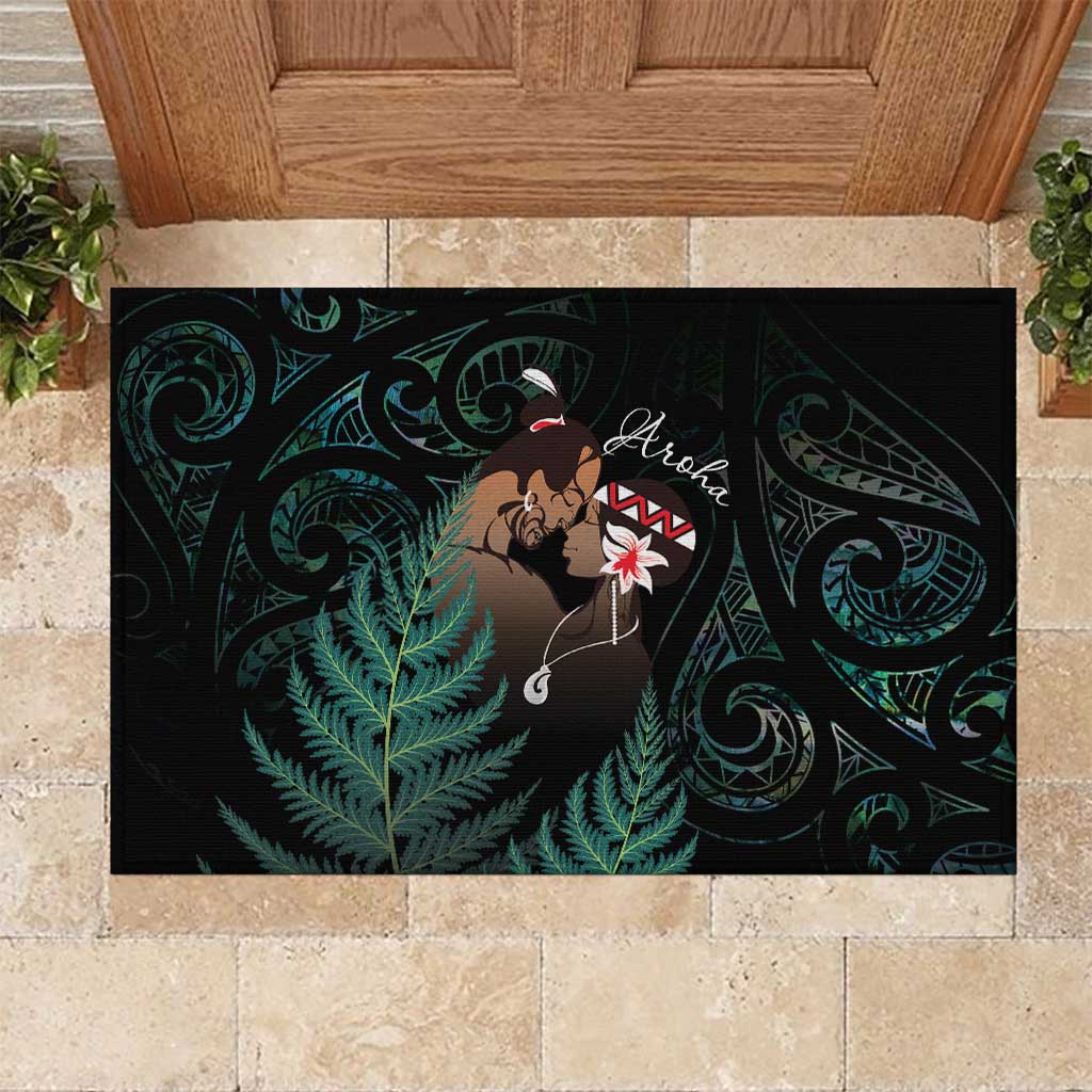 Maori Hongi Valentine Rubber Doormat Aroha Ahau Ki A Koe