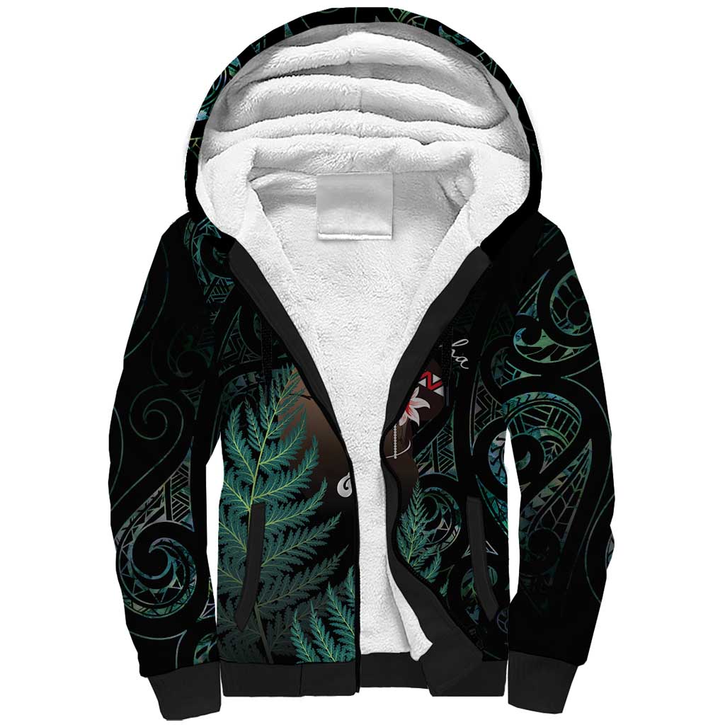 Maori Hongi Valentine Sherpa Hoodie Aroha Ahau Ki A Koe LT7 Unisex Emerald - Polynesian Pride