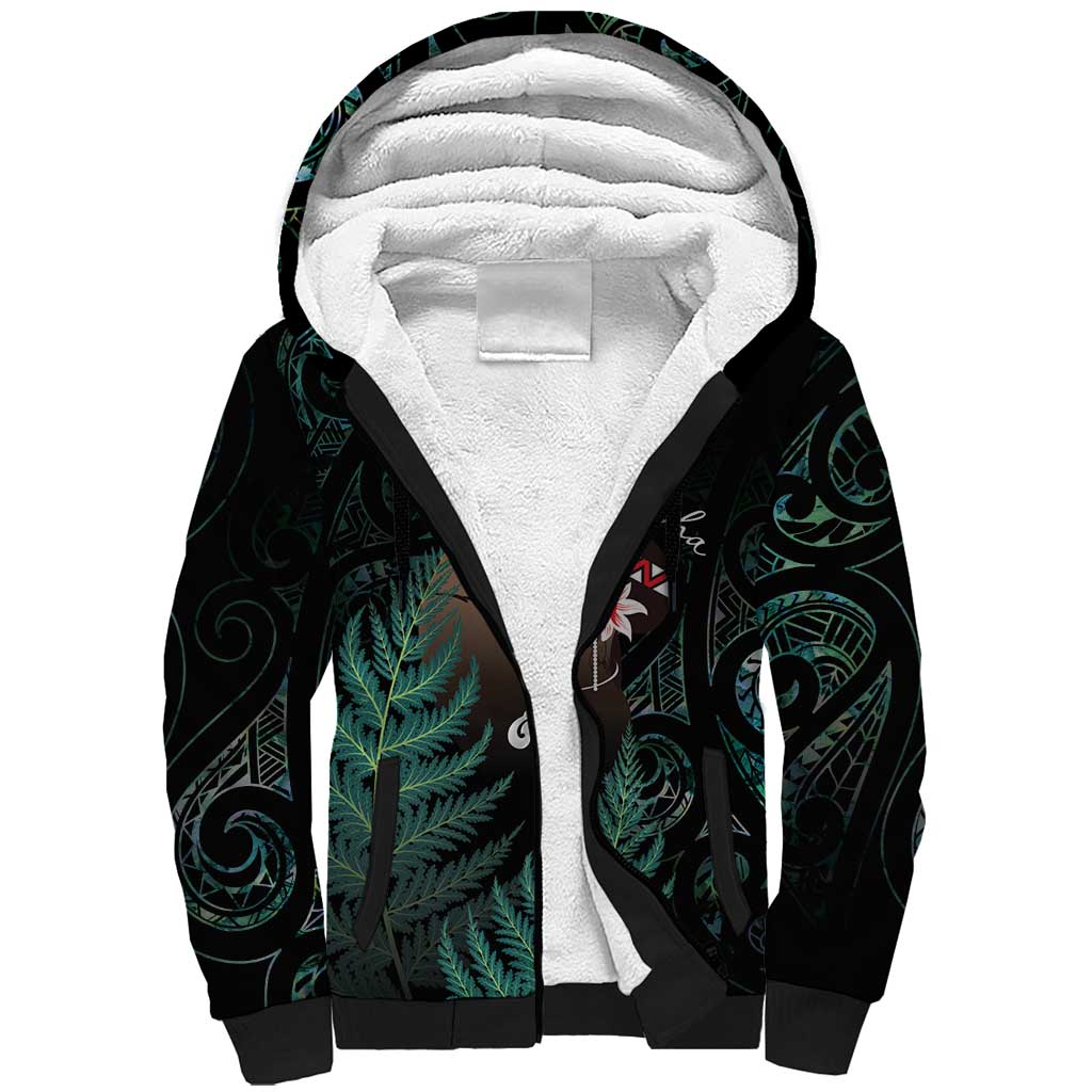 Maori Hongi Valentine Sherpa Hoodie Aroha Ahau Ki A Koe