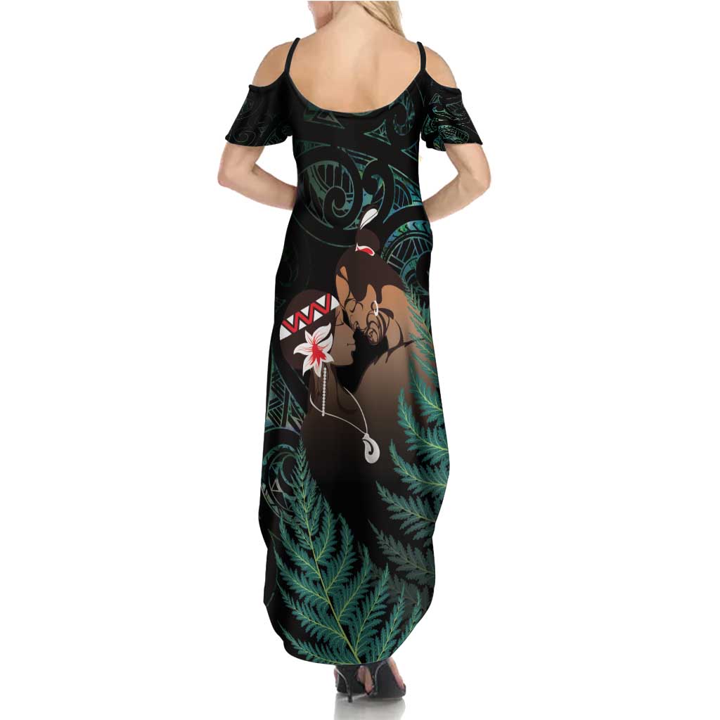 Maori Hongi Valentine Summer Maxi Dress Aroha Ahau Ki A Koe LT7 - Polynesian Pride