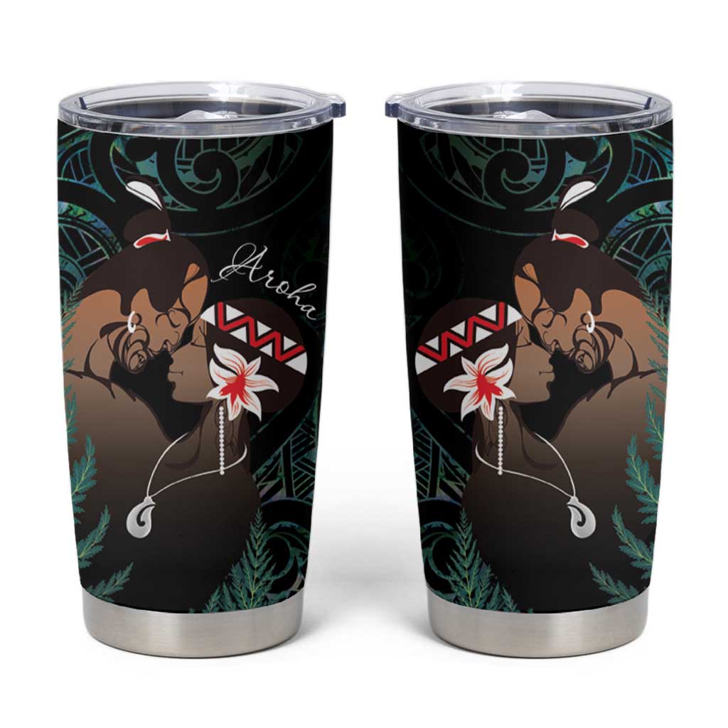 Maori Hongi Valentine Tumbler Cup Aroha Ahau Ki A Koe LT7 Emerald - Polynesian Pride
