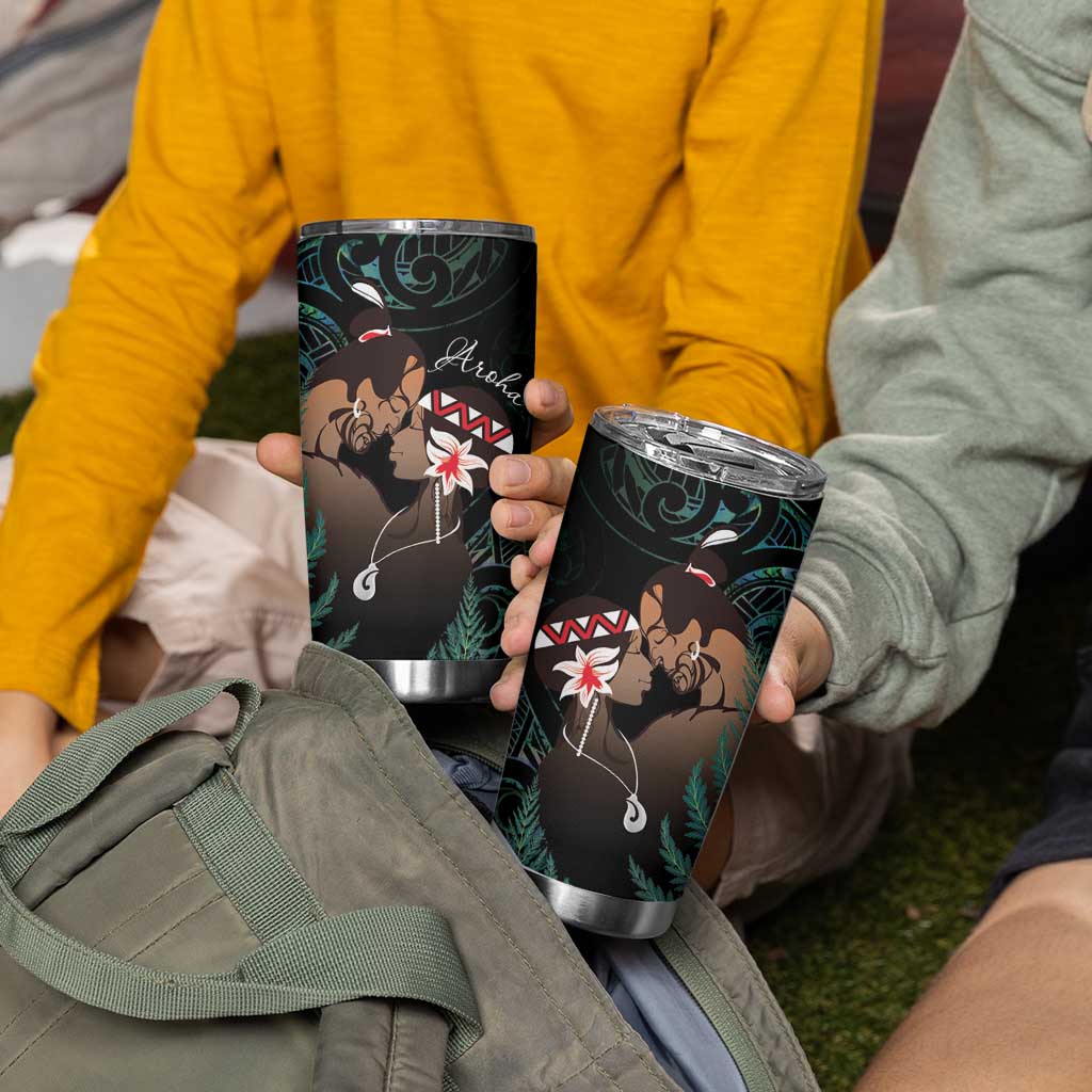 Maori Hongi Valentine Tumbler Cup Aroha Ahau Ki A Koe LT7 - Polynesian Pride