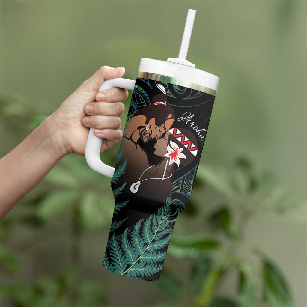 Maori Hongi Valentine Tumbler With Handle Aroha Ahau Ki A Koe LT7 - Polynesian Pride