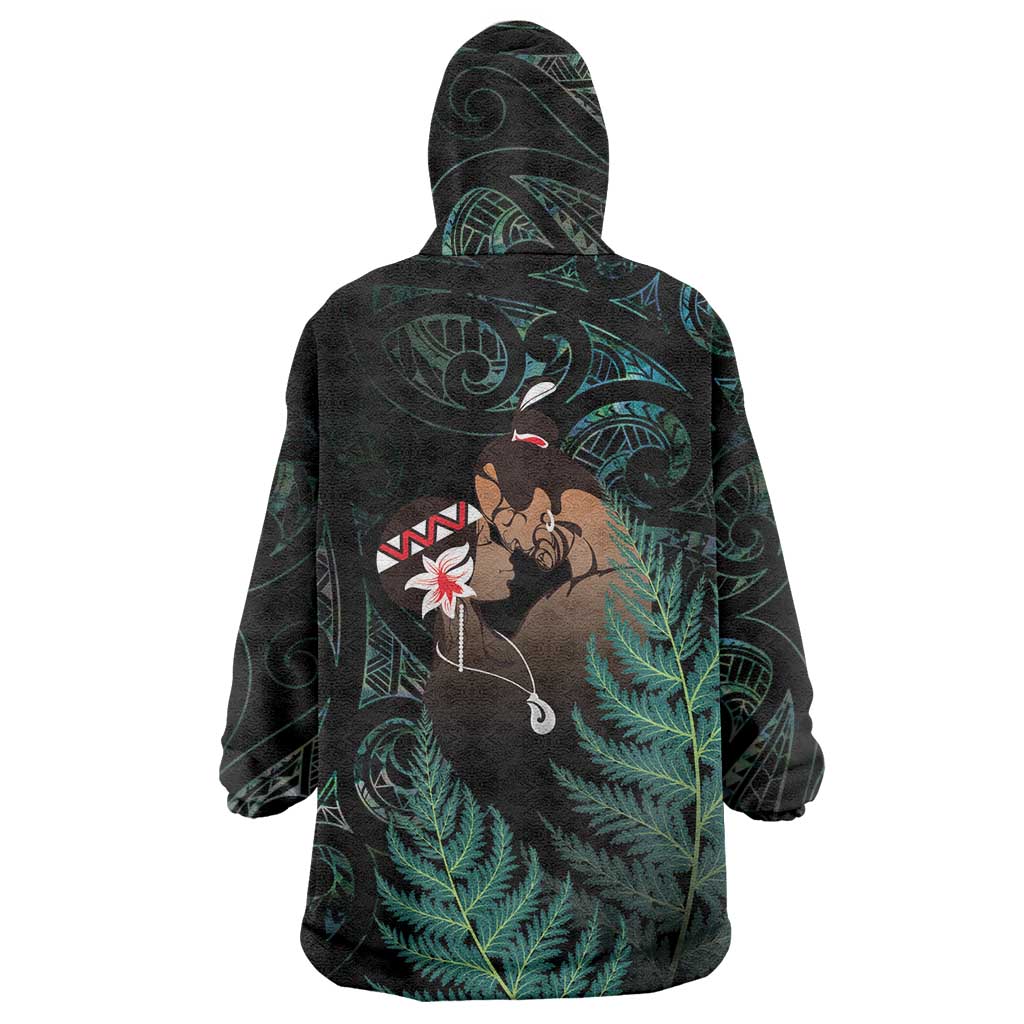 Maori Hongi Valentine Wearable Blanket Hoodie Aroha Ahau Ki A Koe LT7 - Polynesian Pride