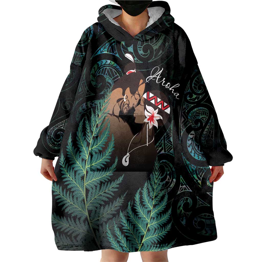 Maori Hongi Valentine Wearable Blanket Hoodie Aroha Ahau Ki A Koe LT7 - Polynesian Pride
