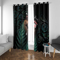 Maori Hongi Valentine Window Curtain Aroha Ahau Ki A Koe LT7 With Grommets Emerald - Polynesian Pride