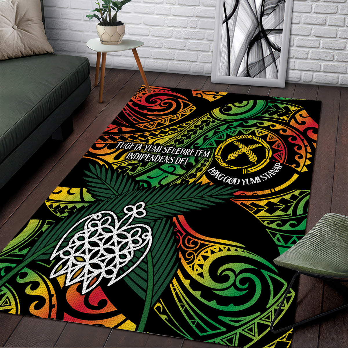 Vanuatu Indipendens Dei Area Rug Mix Traditional Sand Drawing