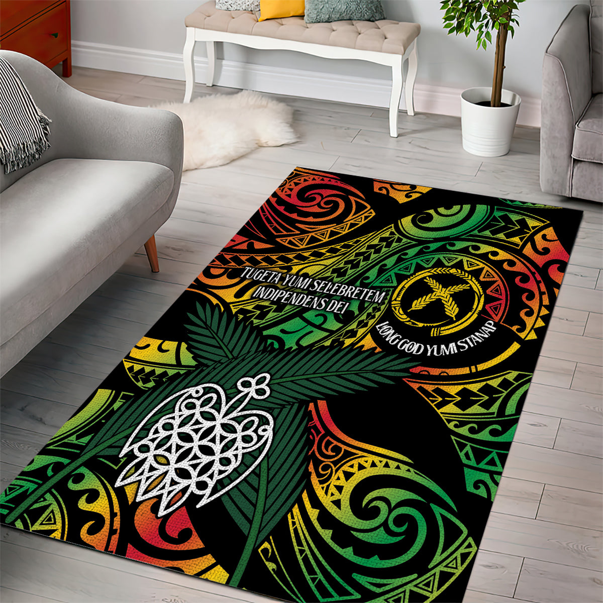 Vanuatu Indipendens Dei Area Rug Mix Traditional Sand Drawing