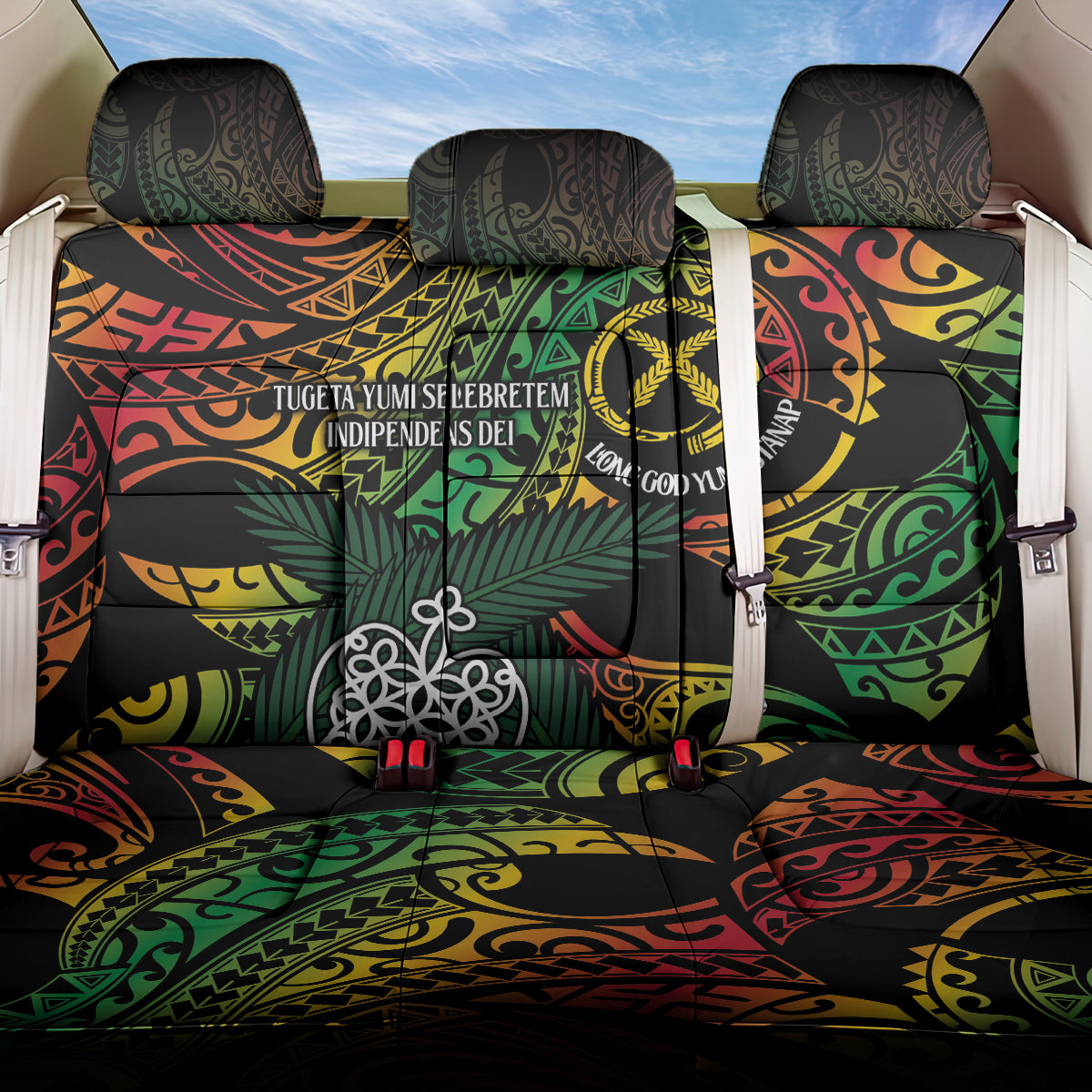 Vanuatu Indipendens Dei Back Car Seat Cover Mix Traditional Sand Drawing LT7