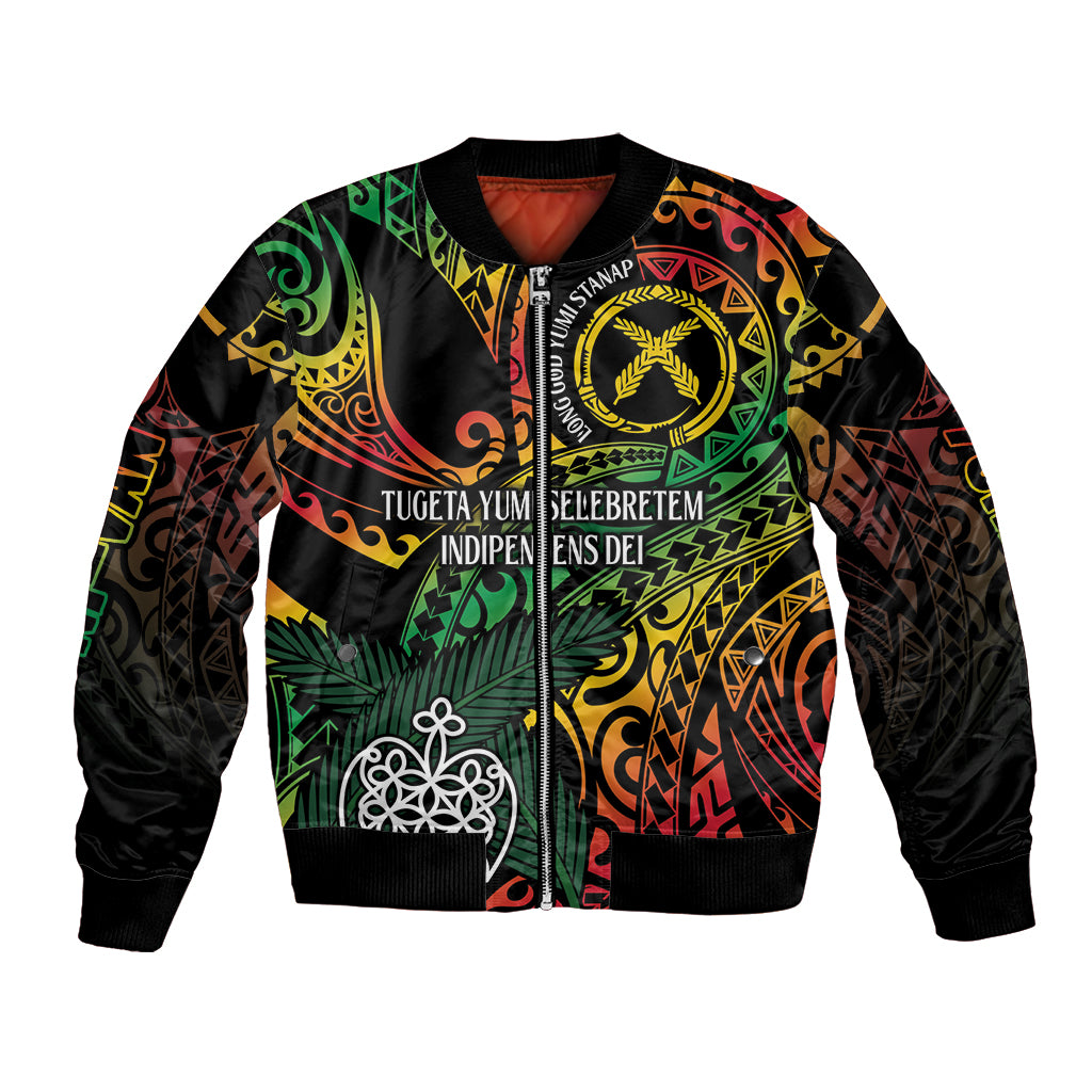Vanuatu Indipendens Dei Bomber Jacket Mix Traditional Sand Drawing LT7 Unisex Colorful - Polynesian Pride