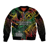 Vanuatu Indipendens Dei Bomber Jacket Mix Traditional Sand Drawing LT7 Unisex Colorful - Polynesian Pride