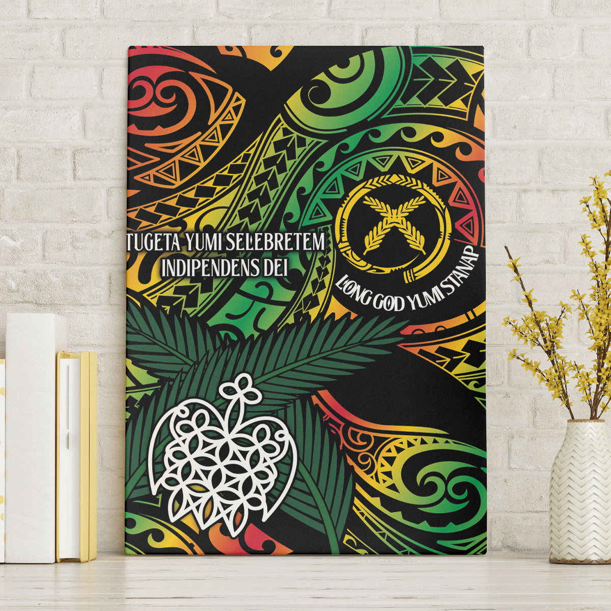 Vanuatu Indipendens Dei Canvas Wall Art Mix Traditional Sand Drawing LT7 Without Frame Colorful - Polynesian Pride