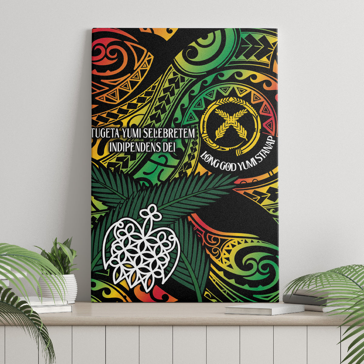 Vanuatu Indipendens Dei Canvas Wall Art Mix Traditional Sand Drawing LT7 - Polynesian Pride