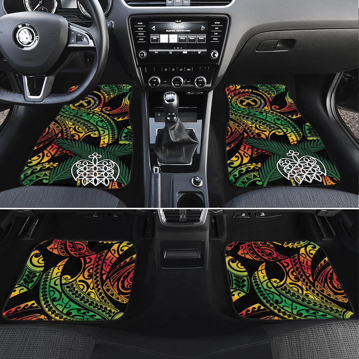 Vanuatu Indipendens Dei Car Mats Mix Traditional Sand Drawing LT7 Set 4pcs Colorful - Polynesian Pride