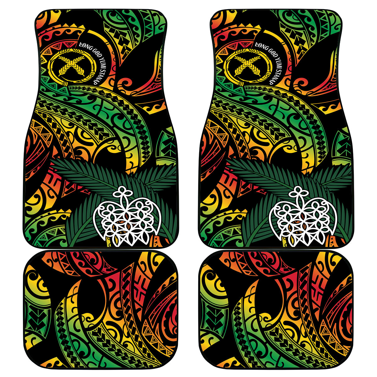 Vanuatu Indipendens Dei Car Mats Mix Traditional Sand Drawing LT7 - Polynesian Pride