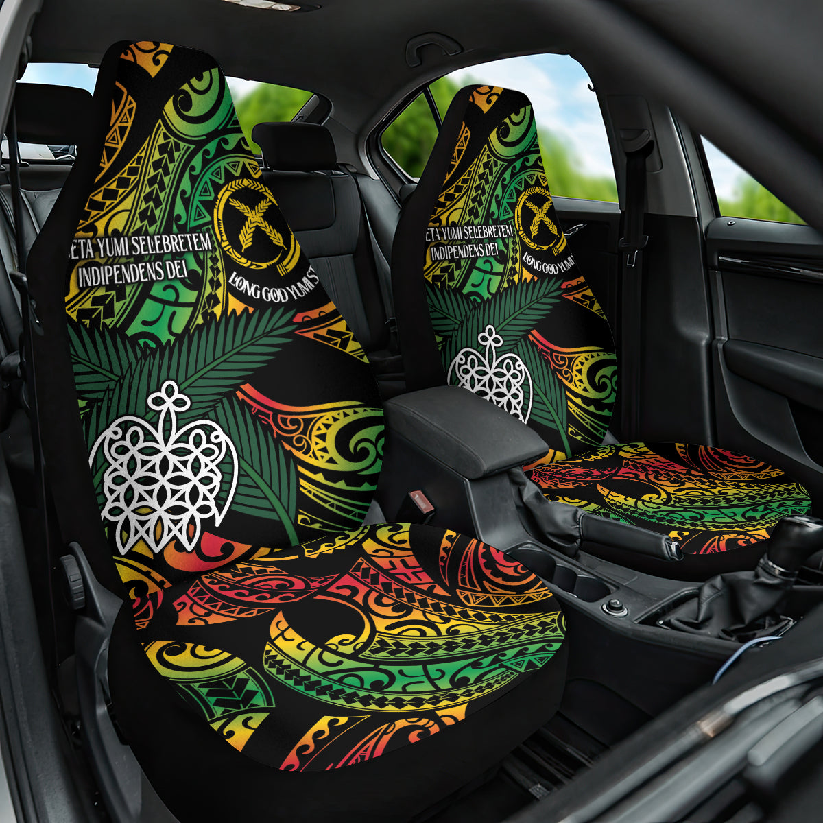 Vanuatu Indipendens Dei Car Seat Cover Mix Traditional Sand Drawing