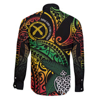 Vanuatu Indipendens Dei Family Matching Off The Shoulder Long Sleeve Dress and Hawaiian Shirt Mix Traditional Sand Drawing LT7 - Polynesian Pride