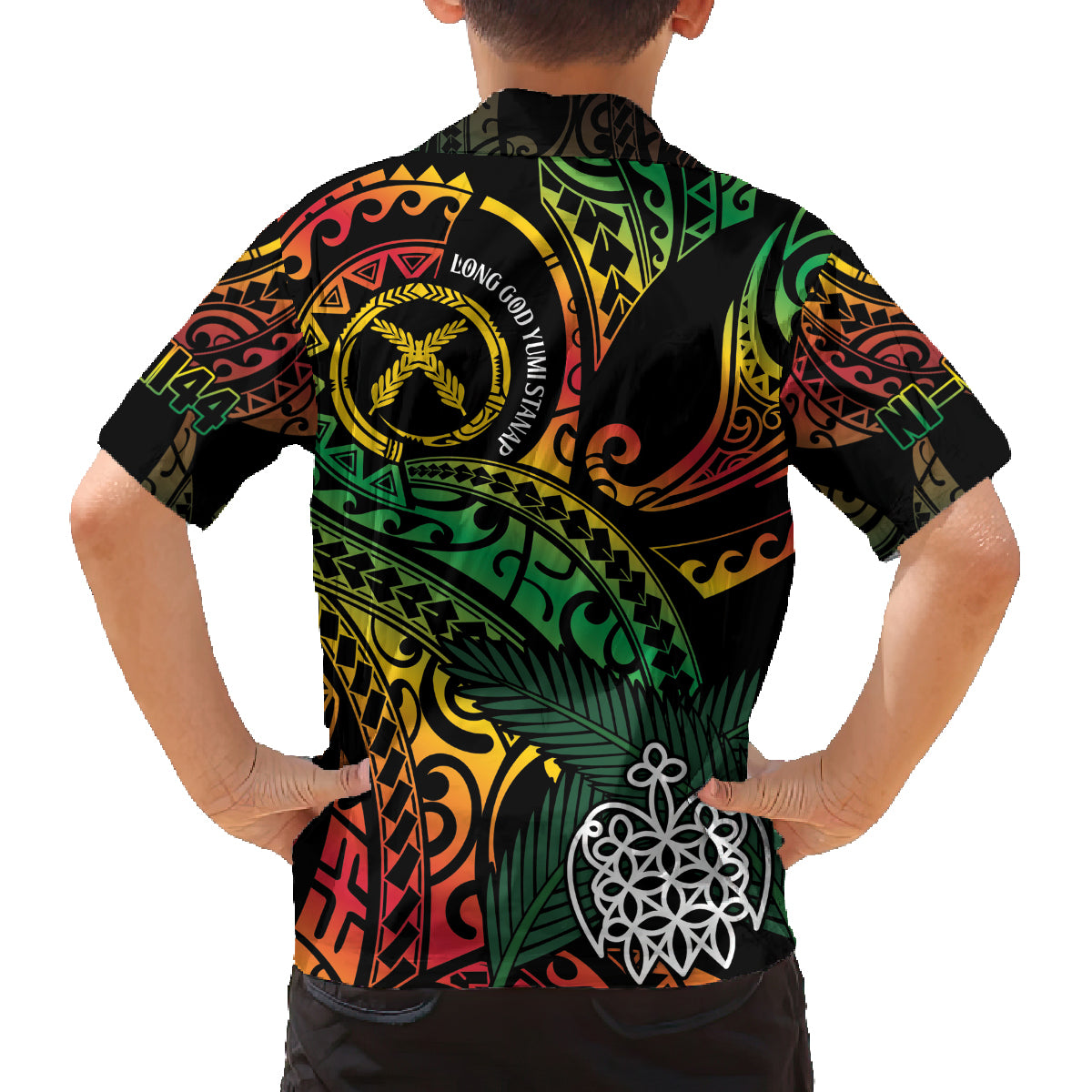 Vanuatu Indipendens Dei Family Matching Off Shoulder Short Dress and Hawaiian Shirt Mix Traditional Sand Drawing LT7 - Polynesian Pride