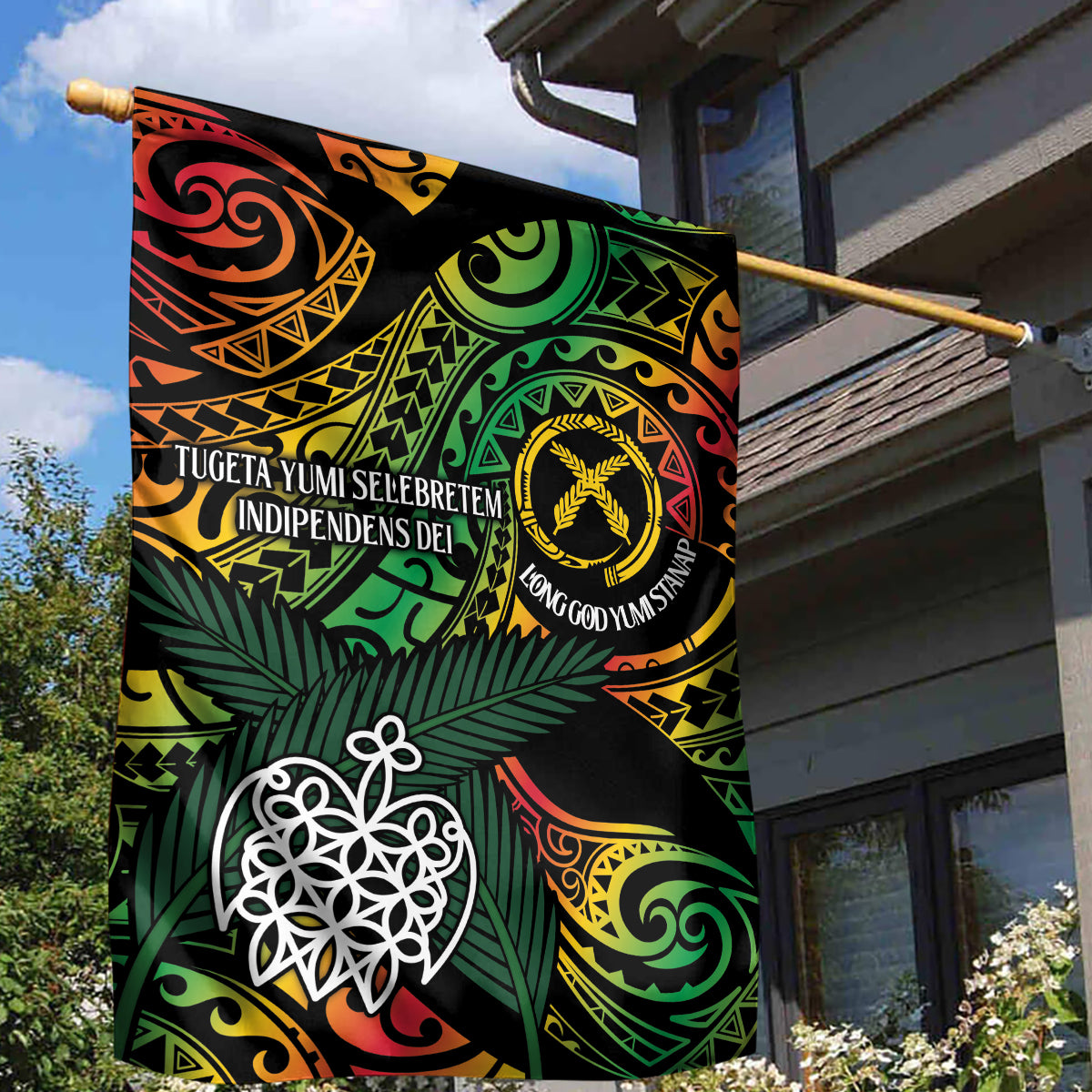 Vanuatu Indipendens Dei Garden Flag Mix Traditional Sand Drawing LT7 - Polynesian Pride