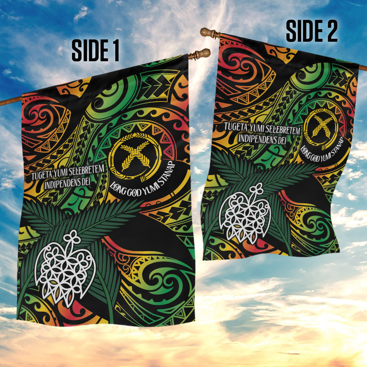 Vanuatu Indipendens Dei Garden Flag Mix Traditional Sand Drawing LT7 - Polynesian Pride